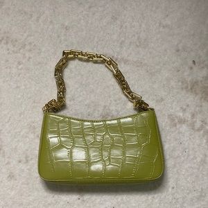 Green Bag with Gold Chain